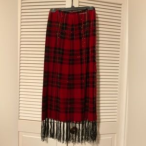 Ronni Nicole vintage plaid velvet skirt with beads and fringe size M